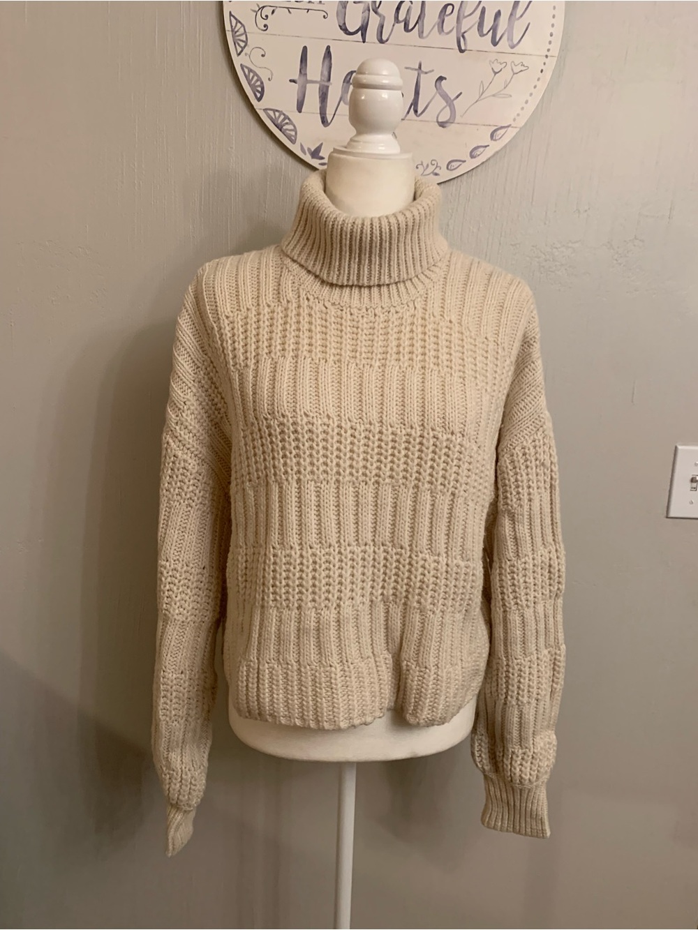 Aeropostale Cream Cable-Knit Turtleneck Sweater